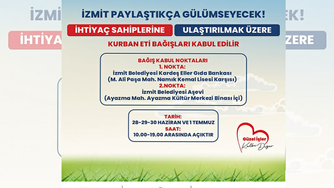 İzmit Belediyesinden kurban desteği