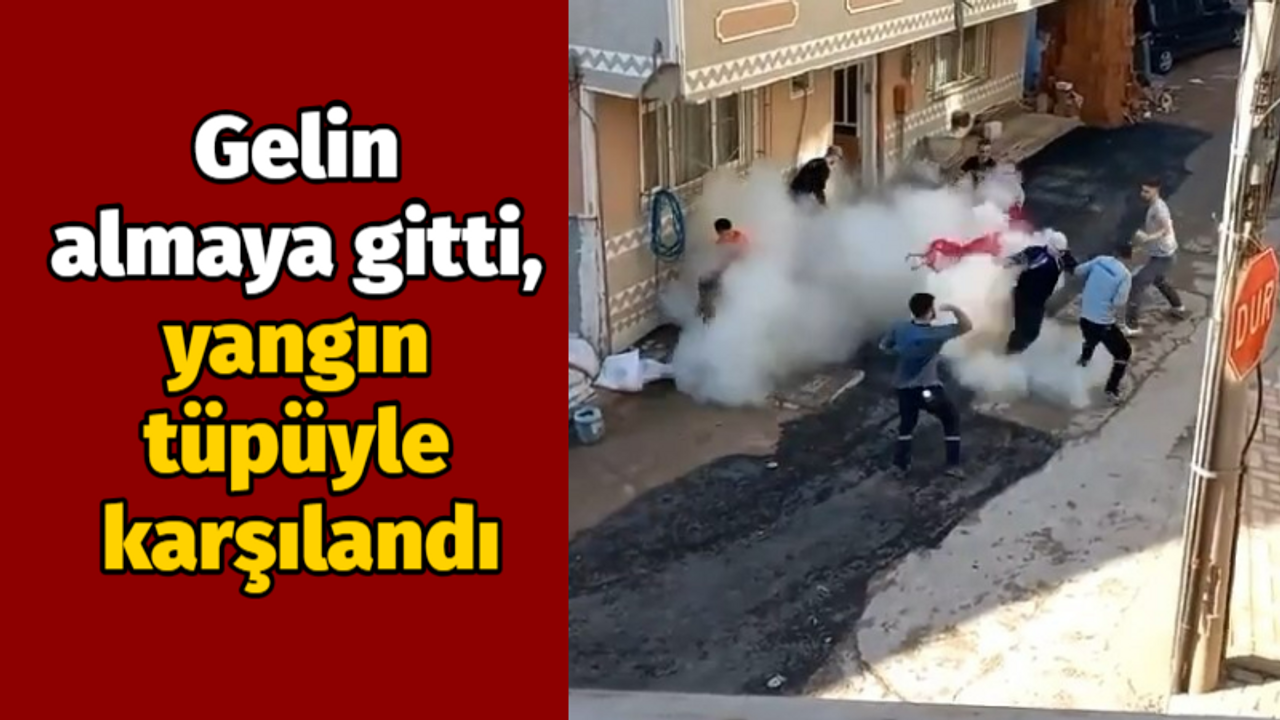 Gelin almaya gitti, yangın tüpüyle karşılandı