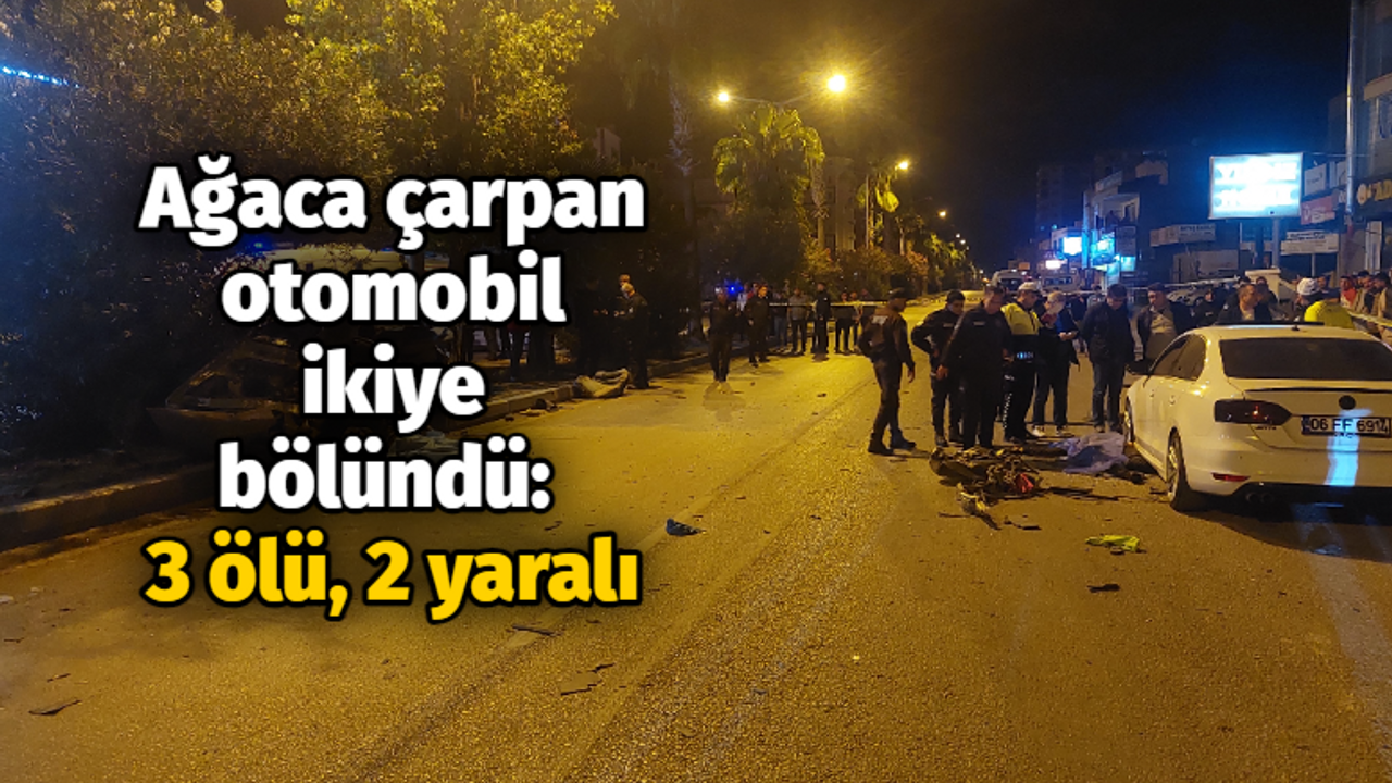 Ağaca çarpan otomobil ikiye bölündü: 3 ölü, 2 yaralı