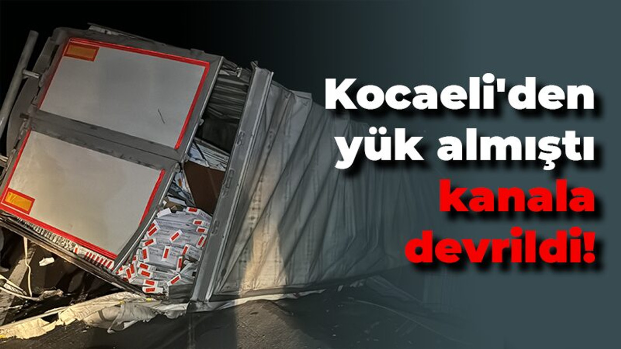 Kocaeli'den yük almıştı kanala devrildi!