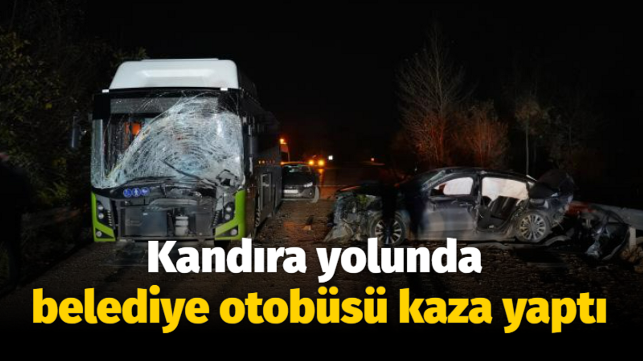 Kandıra yolunda belediye otobüsü kaza yaptı