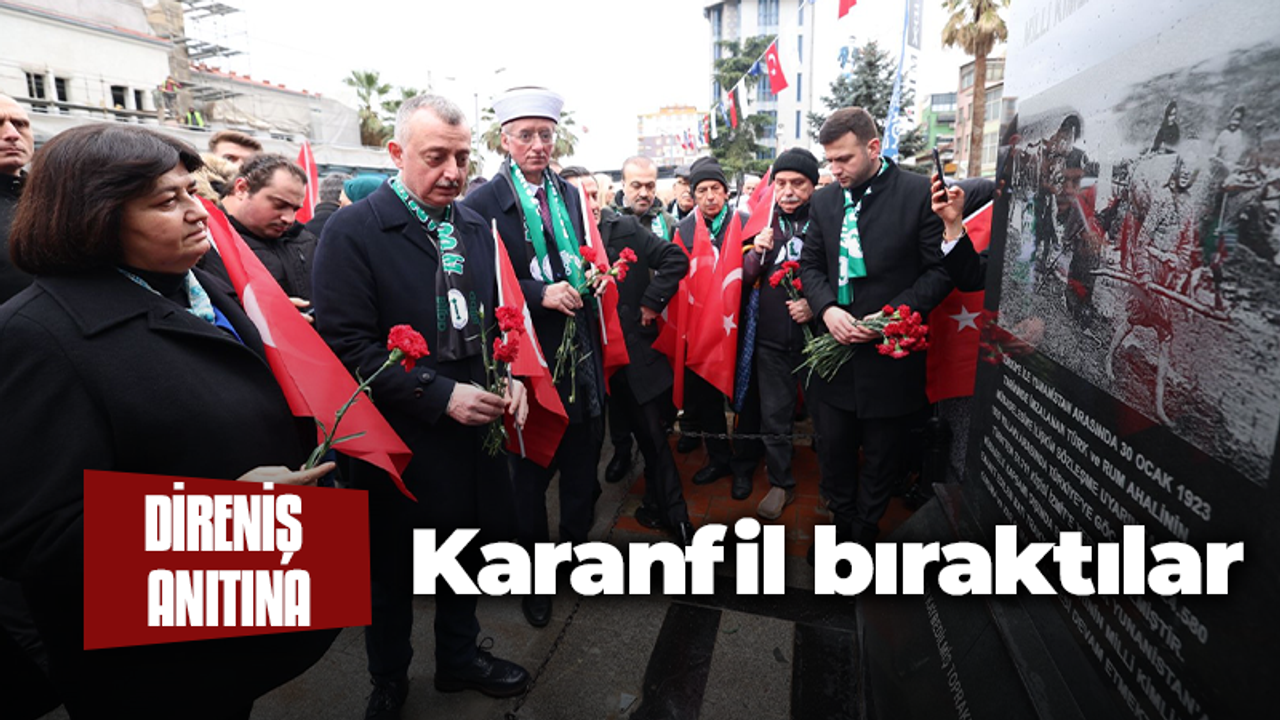 Direniş anıtına karanfil bırakıldı