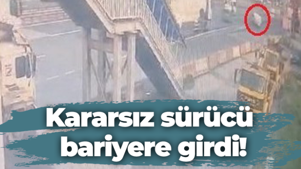 Kararsız sürücü bariyere girdi!