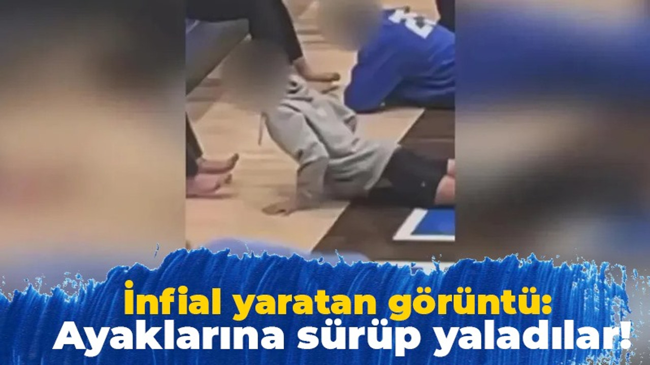 İnfial yaratan görüntü: Ayaklarına sürüp yaladılar!