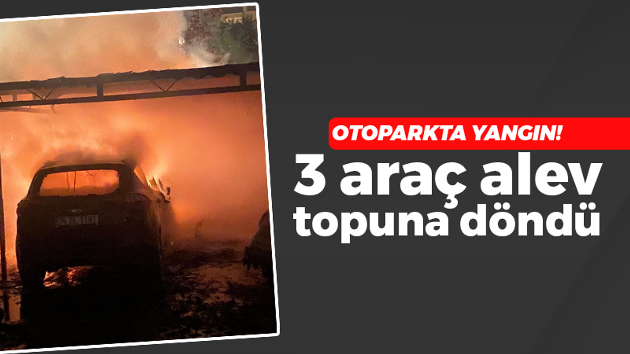 Otoparkta yangın: 3 araç alev topuna döndü