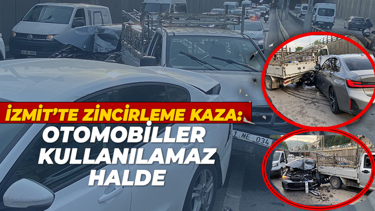 İzmit'te zincirleme kaza: 2 kişi yaralandı, otomobil kullanılamaz hale geldi