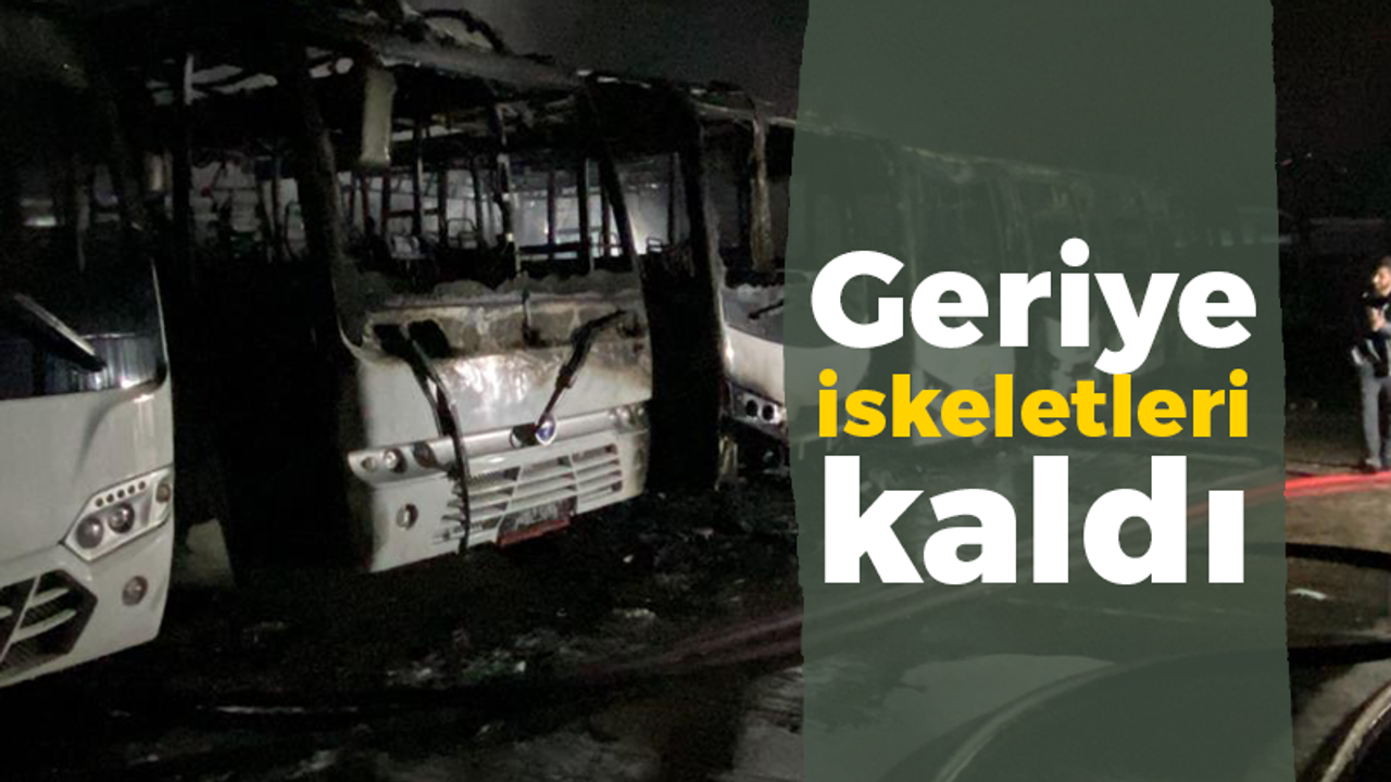 Kartepe Isuzu'da yanan araçların sadece iskeleti kaldı