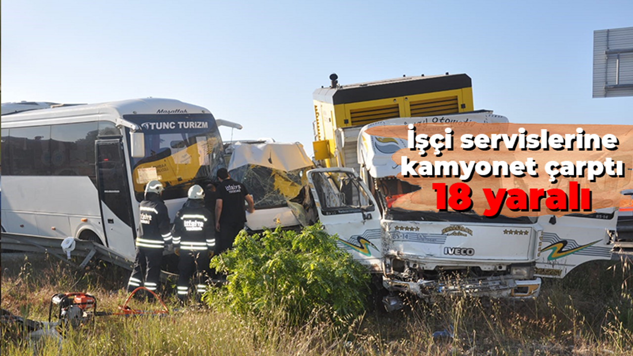 Tekirdağ'da işçi servislerine kamyonet çarptı: 18 yaralı