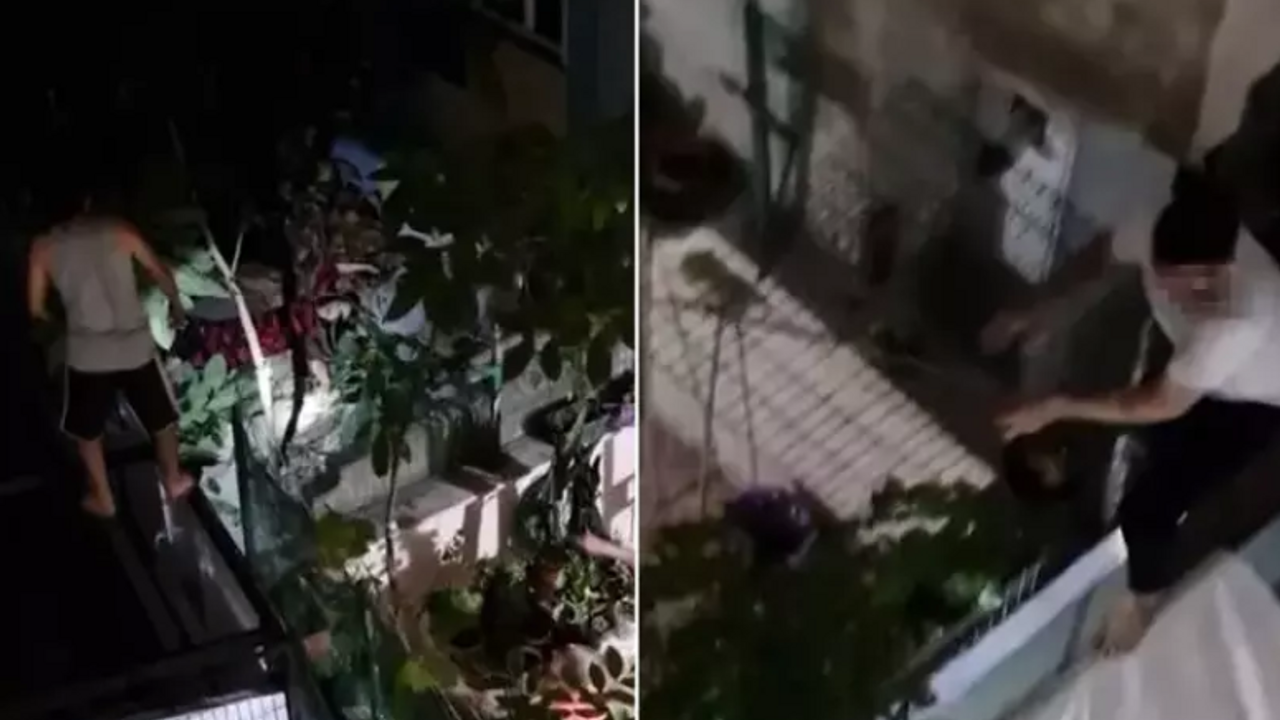 Polis gelince 5.kattan aşağı düştü