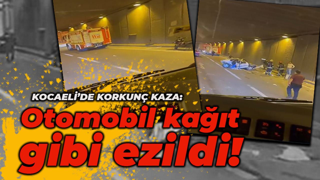 Kocaeli'de korkunç kaza! Otomobil kağıt gibi ezildi