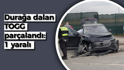 Durağa dalan TOGG parçalandı: 1 yaralı