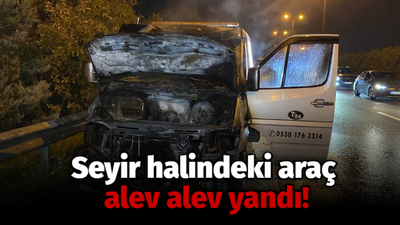 Seyir halindeki araç alev alev yandı