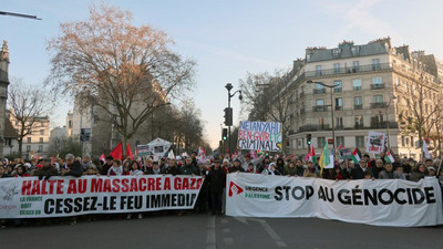 Paris'te binlerce kişi Gazze için yürüdü