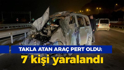 Kocaeli haber - Takla atan araç pert oldu: 7 kişi yaralandı