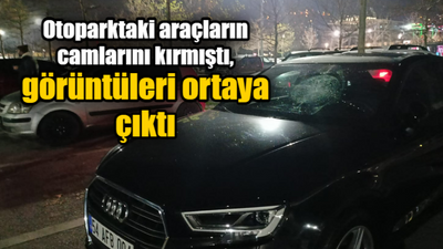 Otoparktaki araçların camlarını kırmıştı, görüntüleri ortaya çıktı