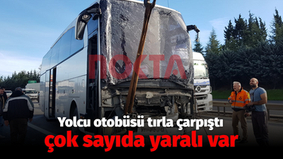 Yolcu otobüsü tırla çarpıştı:13 yaralı