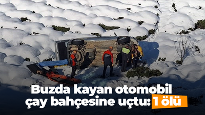 Buzda kayan otomobil çay bahçesine uçtu: 1 ölü