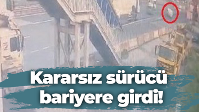 Kararsız sürücü bariyere girdi!