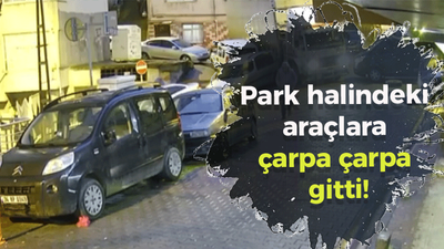 Park halindeki araçlara çarpa çarpa gitti!