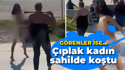 Görenler ise.. Çıplak kadın sahilde koştu