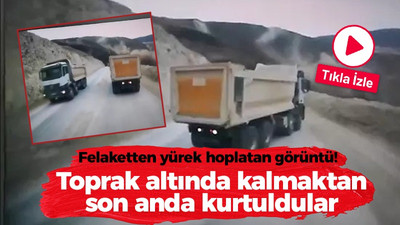 Felaketten yürek hoplatan görüntü! Toprak altında kalmaktan son anda kurtuldular