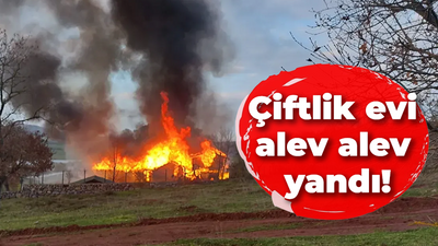 Çiftlik evi alev alev yandı!