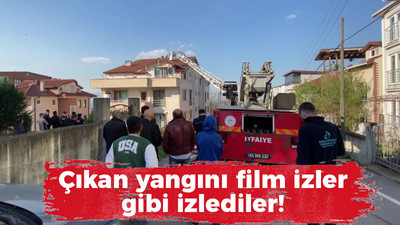 Kocaeli haber- Çıkan yangını film izler gibi izlediler!