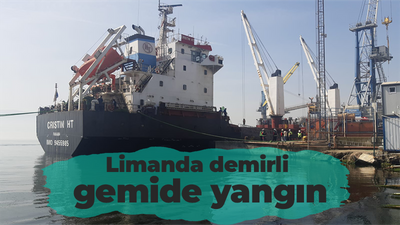 Limanda demirli gemide yangın