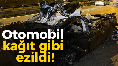 Otomobil kağıt gibi ezildi!