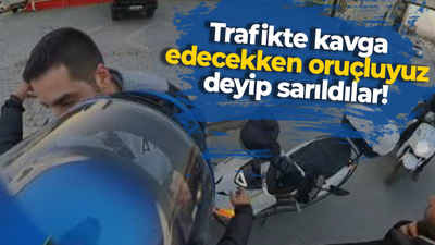 Trafikte kavga edecekken oruçluyuz deyip sarıldılar!