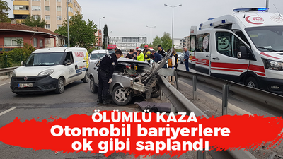 Otomobil bariyerlere ok gibi saplandı