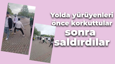 Yolda yürüyenleri önce korkuttular sonra saldırdılar