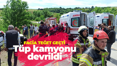 Tüp kamyonu hafif ticari araçla çarpıştı: 1'i ağır 5 yaralı