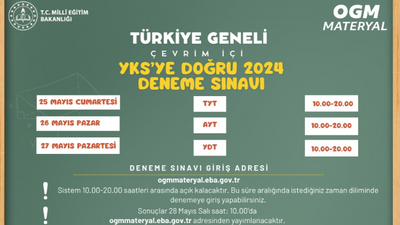 TÜRKİYE GENELİ YKS DENEME SINAVI GİRİŞ EKRANI: OGM Materyal YKS Deneme Sınavı ÜCRETSİZ KATIL! YKS'ye Doğru 2024 Ücretsiz Deneme Sınavı ONLİNE