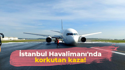 İstanbul Havalimanı'nda korkutan kaza: Gövdesi üzerine iniş yaptı