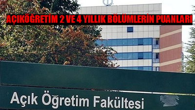 AÇIKÖĞRETİM TABAN PUANLARI 2024: YÖK ATLAS Açıköğretim Taban Puanları SON DURUM! AÖF, ATA AÖF ve AUZEF Açıköğretim 2 - 4 Yıllık Bölümler