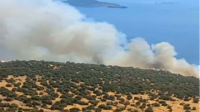 İzmir'de yangın Havadan Ve karadan müdahale