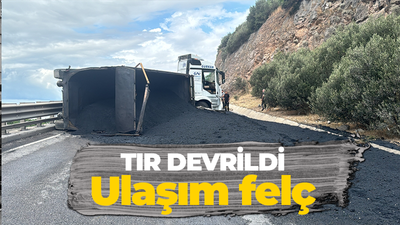 TIR devrildi ulaşım felç oldu